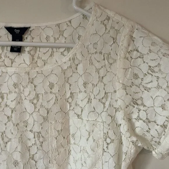 Women’s Gap White Lace Shirt Size Small - Picture 5 of 7